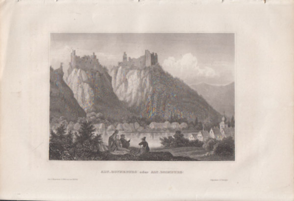 Alt-Boyneburg (oder alt-Boimburg) (Alt Boyneburg v�ra, Rajnavid�k, N�metorsz�g, Eur�pa) (16x23,5 cm m�ret� eredeti ac�lmetszet, 1856-b�l)