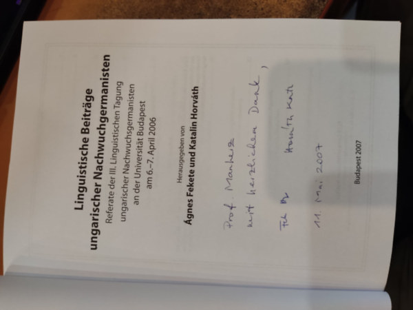 Horvth Katalin Fekete gnes - Linguistische Beitrge ungarischer Nachwuchgermanisten (Budapester Beitrge zur Germanistik 50)