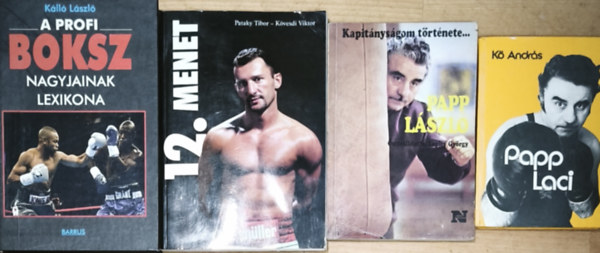 Pataky Tibor . Kövesdi Viktor, Lepies György , Kő András Kálló László (összeállította) - 4db könyv boxszal kapcsolatban - Kálló László-A profi boksz nagyjainak lexikona, Pataky-Kövesdi-12. menet, Lepies György-Papp László, Kő András-Papp László
