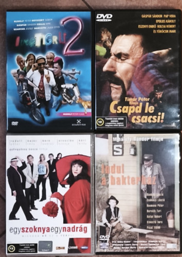 4db humoros magyar film DVD - Üvegtigris 2., Egy szoknya egy nadrág, Csapd le csacsi!, Indul a bakterház
