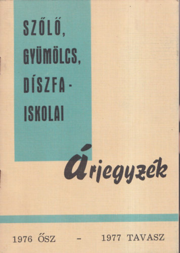 Mczr Bla  (szerk.) - Szl, gymlcs, dszfaiskolai rjegyzk (1976 sz-1977 tavasz)