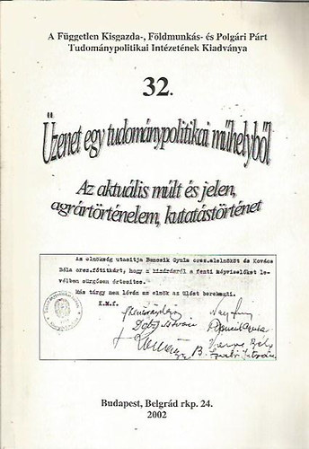 �zenet egy tudom�nypolitikai m�helyb�l