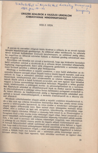 Kiss Z. G�za - �risz�ki adal�kok a Vajszl�i uradalom jobb�gyainak mindennapjaihoz- Dedik�lt - K�l�nlenyomat - Baranyai Lev�lt�ri f�zetek 118