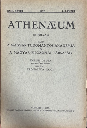 Athenaeum - 1937. 1-3. füzet