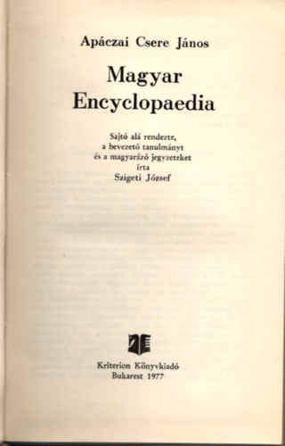 Ap�czai Csere J�nos - Magyar encyclopaedia