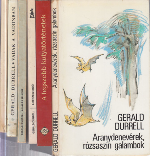 Gerald Durrell - 6 db. Gerald Durrell mű: Aranydenevérek, rózsaszín galambok + A legszebb kutyatörténetek + A részeg erdő + A halak jelleme + Vadak a vadonban + Hogyan lőjünk amatőr természetbúvárt