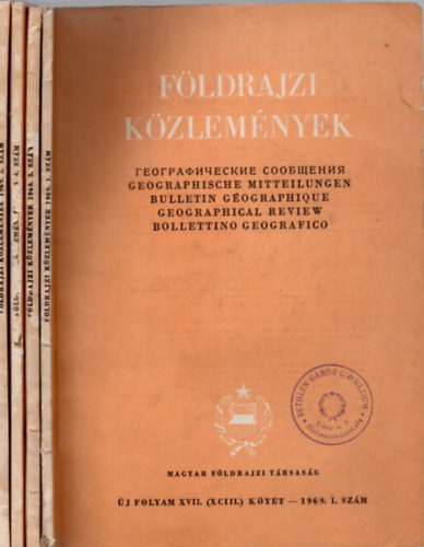 Pécsi Márton (főszerk.) - Földrajzi közlemények 1969/1-4. (teljes évfolyam, lapszámonként)