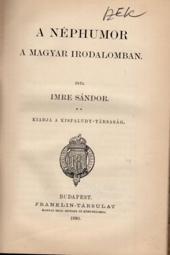Imre S�ndor - A n�phumor a magyar irodalomban