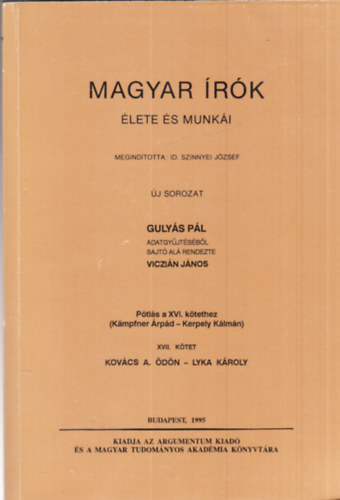 Gulys Pl - Magyar rk lete s munki XVII.