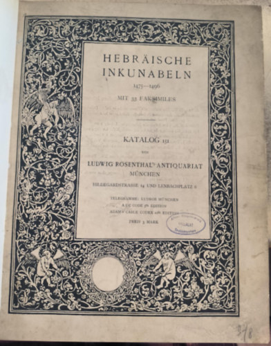 Hebräische Inkunabeln 1475-1496 ("Héber ősnyomtatványok" német nyelven)