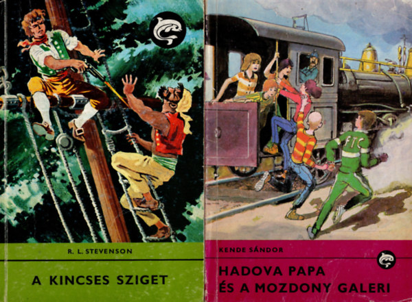 Kende Sándor - 2 db delfin könyv ( A kincses sziget + Hadova papa és a mozdony galeri )