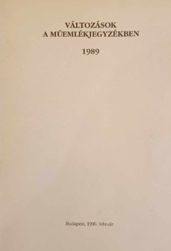 Vltozsok A Memlkjegyzkben 1989