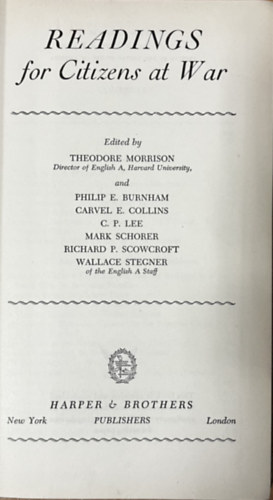 Theodore Morrison - Readings for Citizens at War