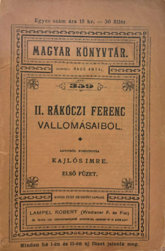 Kajlos Imre - II. Rkczi Ferenc vallomsaibl I. fzet