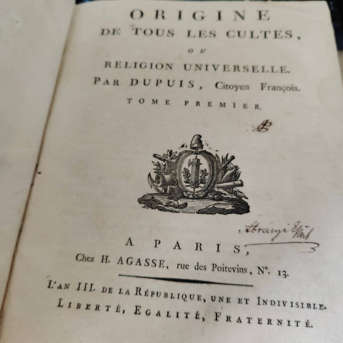 Origine de tous les cultes, ou Religion universelle. Tome 1-2 (Minden kultusz vagy az egyetemes valls eredete 1-2)