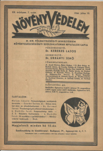 Dr. Kerekes Lajos; Dr. Urbnyi Jen - Nvnyvdelem XX. vfolyam 7. szm - 1944. jlius 15.