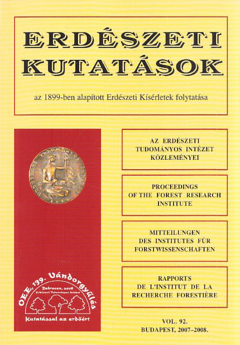 Dr. Fhrer Ern  (szerk.) - Erdszeti Kutatsok vol. 92. (2007-2008)