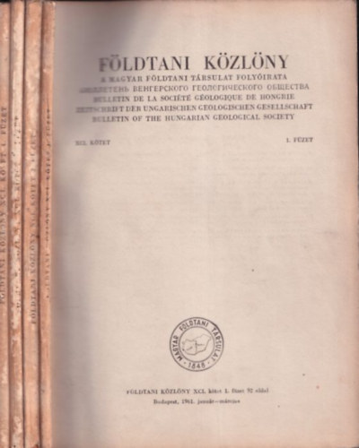 Vad�sz Elem�r - F�ldtani K�zl�ny 1961/1-4. (Teljes �vfolyam)