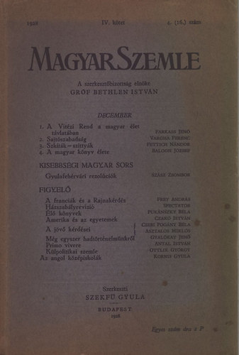 Magyar Szemle 1928. v IV. ktet 4.(16.) szm