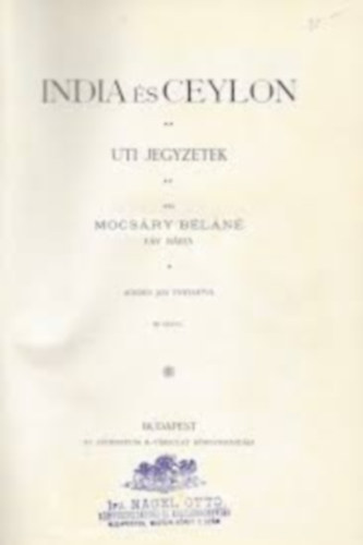 Mocsáry Béláné - India és Ceylon