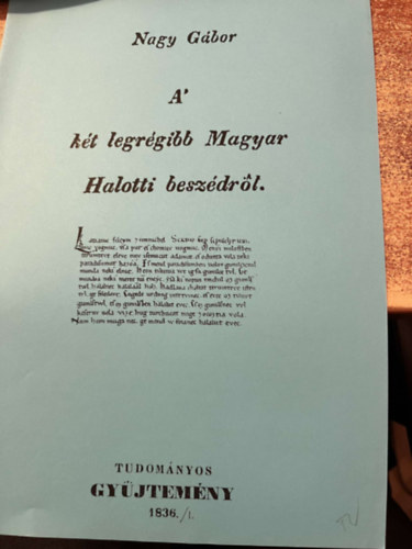 Nagy G�bor - A k�t legr�gibb Magyar Halotti besz�dr�l