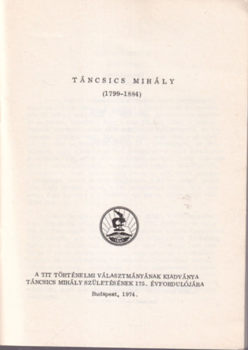 H. Kohut M�ria  (szerk.) - T�ncsics Mih�ly 1799-1884