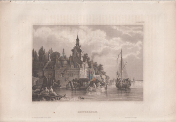 Rotterdam (Rotterdam v�rosa, Hollandia, Eur�pa) (16x23,5 cm m�ret� eredeti ac�lmetszet, 1856-b�l)