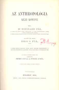 Dr. Topinard Pál - Az anthropológia kézi könyve