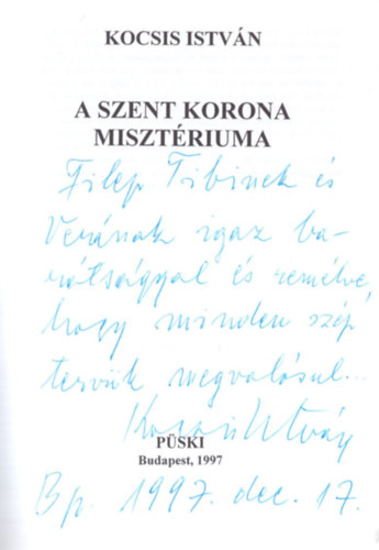 A szent korona misztriuma-dediklt