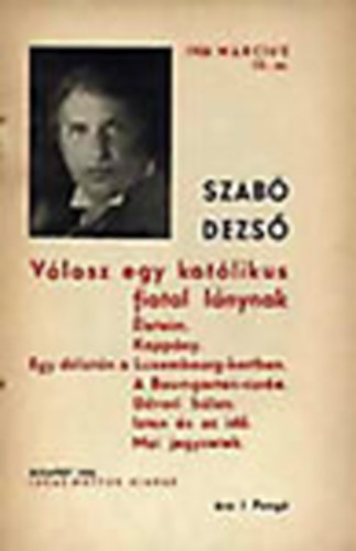 Szab Dezso - Vlasz egy katlikus fiatal lnynak (Ludas Mtys fzetek 15.)