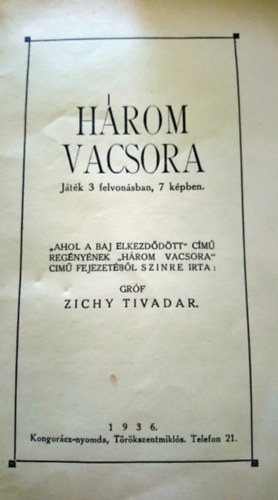 Zichy Tivadar - Hrom vacsora