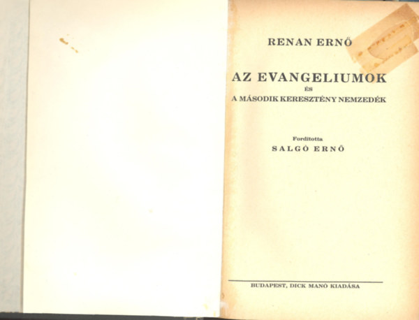 Renan Ern - Az evangeliumok s a msodik keresztny nemzedk