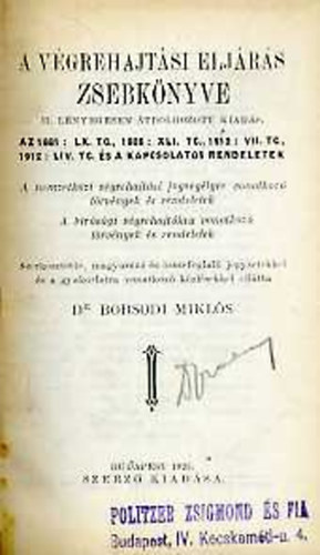 dr. Borsodi Mikls - A vgrehajtsi eljrs zsebknyve