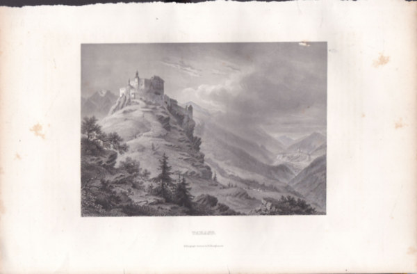 Tarasp (18x28 cm lapméretű eredeti acélmetszet)- település, Svájc