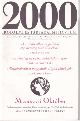 2000 Irodalmi és Társadalmi Havi Lap - 1997. Október