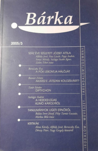 B�rka 2005/3 Irodalmi, m�v�szeti �s t�rsadalomtudom�nyi foly�irat