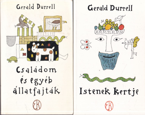 Gerald Durrell - 2 db Gerald Durrell regny: Csaldom s egyb llatfajtk + Istenek kertje