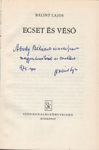 B�lint Lajos - Ecset �s v�s�- dedik�lt