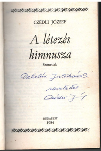 Czédli József - A létezés himnusza- Szonettek