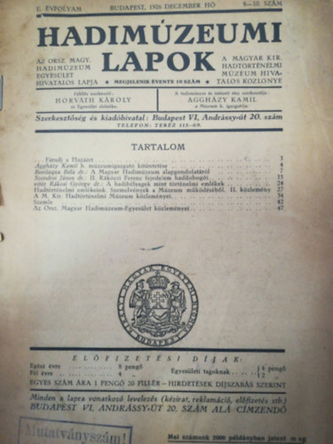 Hadimzeumi lapok II. vfolyam 1926 december 8-10. szm
