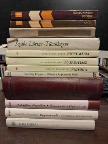 Kosztolnyi Dezs, Mikszth Klmn, Fejes Endre, Magda Szab, Kolozsvri Grandpierre Emil, Schffer Erzsbet, Kepes Andrs, Karinthy Frigyes Szab Lrinc - 12 db-os magyar irodalom KNYVMENT AJNLAT: Tcskzene+Ezst Mria+j Zrnyisz+Pacsirta+Rozsdatemet+Az z+