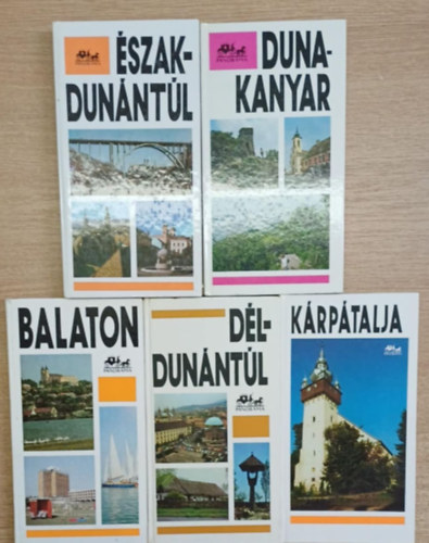 Dr. Cseke Lszl, Zkonyi Ferenc, Huba Lszl, Nmeth Adl Gimes Endre - 5 db a Panorma tiknyvek sorozatbl: szak-Dunntl - Duna-kanyar - Balaton - Krptalja - Dl-Dunntl