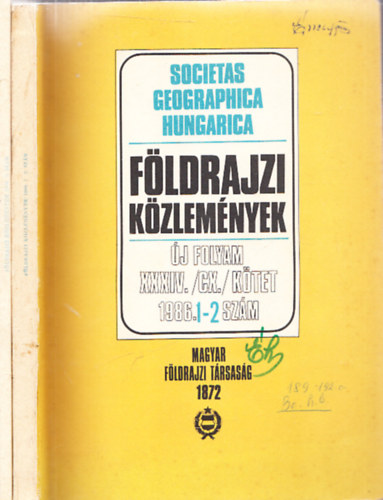 Pcsi Mrton  (fszerk.) - Fldrajzi kzlemnyek 1986/1-3.