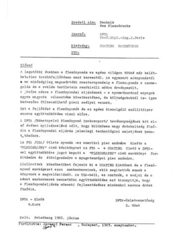 Prof. Dipl. Ing. J. Paris - A flexográfiai nyomtatás technológiája (Kézirat)