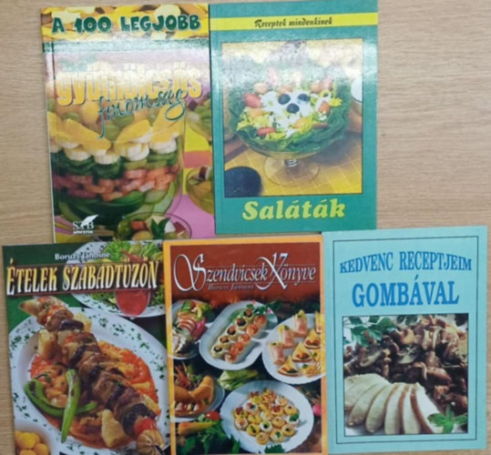 Tbb szerz - 5 db szakcsknyv: A 100 legjobb gymlcss finomsg - Receptek mindenkinek: Saltk - telek szabadtzn - Szendvicsek knyve - Kedvenc receptjeim gombval
