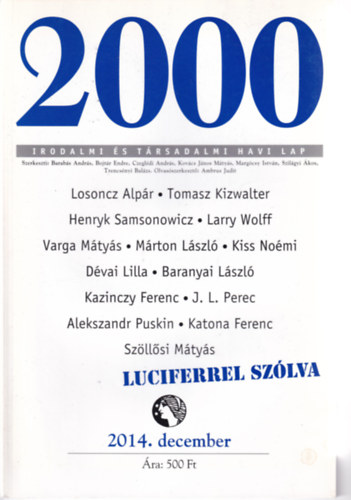 2000 Irodalmi �s T�rsadalmi Havi Lap - 2014. december