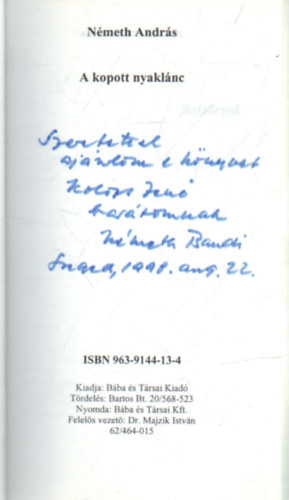 N�meth Andr�s - A kopott nyakl�nc- dedik�lt