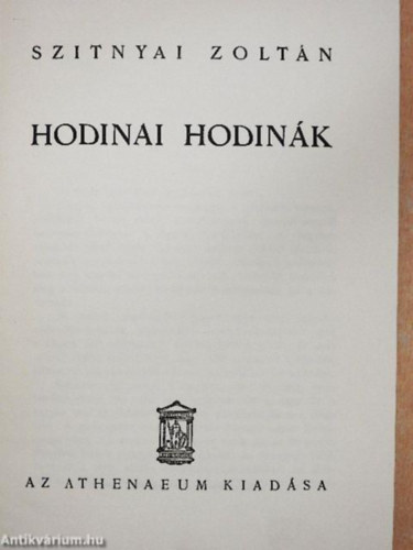 Szitnyai Zoltán - Hodinai hodinák