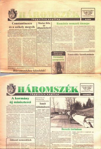 Ferencz Csaba, Sylvester Lajos  Farkas �rp�d (Szerk) - H�romsz�k f�ggetlen napilap 1997. december: 2209., 2210., 2211., 2212., 2213., 2214., 2215., 2216., 2217., 2218., 2219., 2220., 2221., 2222., 2223., 2224., 2225., 2226., 2227., 2228., 2229., 2230., 2231. sz�m