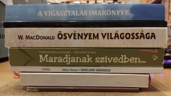 Jlics Ferenc, Fodorn Ablonczy Margit, Blcsfldi Andrs, William MacDonald, Dvid Lehel, Dr. Nehz Mrta Mirjam Pajor Andrs - 7 db valls, ima: Nem magamban beszlek; A vasrnapi szentmisk vlaszos zsoltrai A, B, C vekben; Tanuljunk imdkozni; Maradjanak szvedben...; svnyem vilgossga; Az ima klssgei; A vigasztals imaknyve